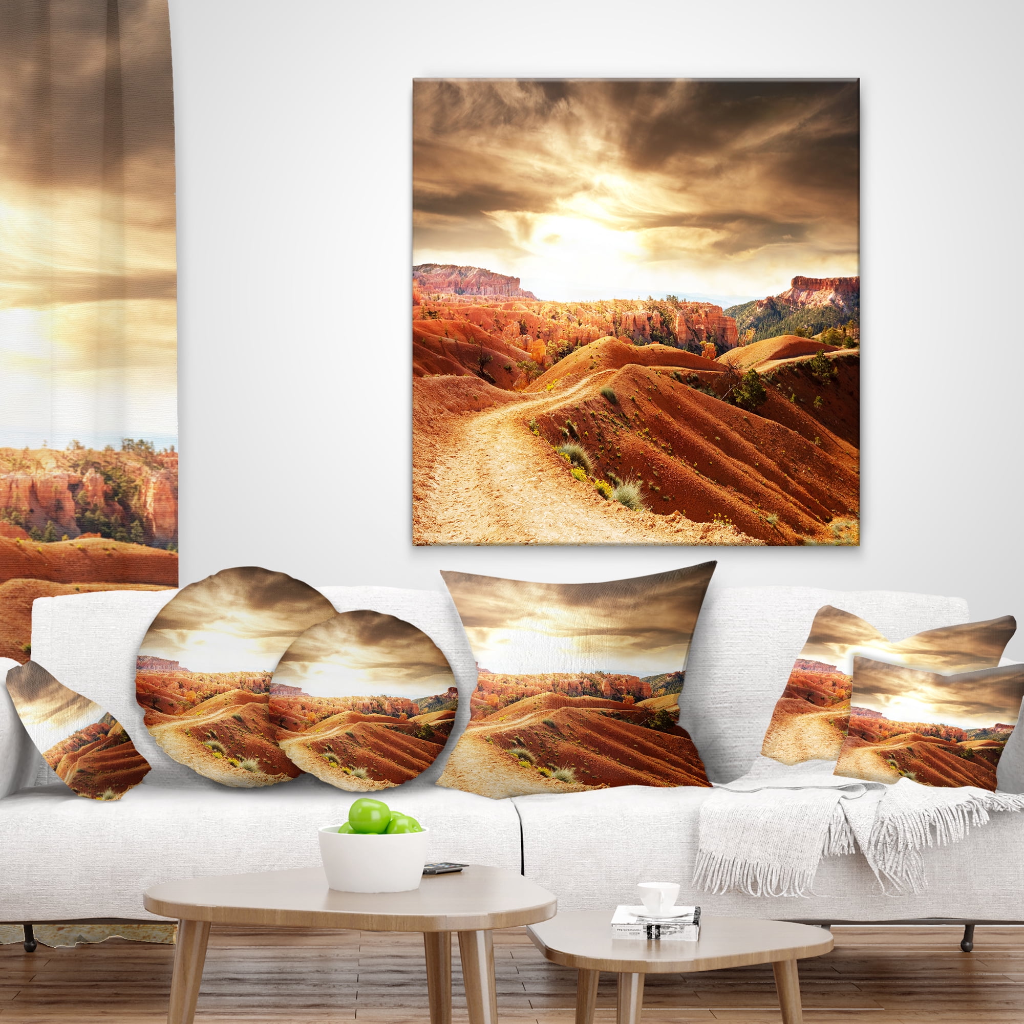 Designart 12" x 20" Brown Polyester Throw Pillow