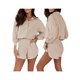 thumbnail image 5 of Conjunto de ropa de verano para mujer VISgogo, camisas abotonadas de manga larga de Color sólido, Tops y pantalones cortos sueltos informales, trajes VISgogo  moda, 5 of 6