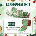 thumbnail image 2 of 2 Rolls Wired Christmas Ribbon (Green Background), 2.5" Wide Mint Christmas Ribbon Decorative Christmas Ribbon for Tree Crafts Wreaths Bows Gift Wrapping, 2 of 5