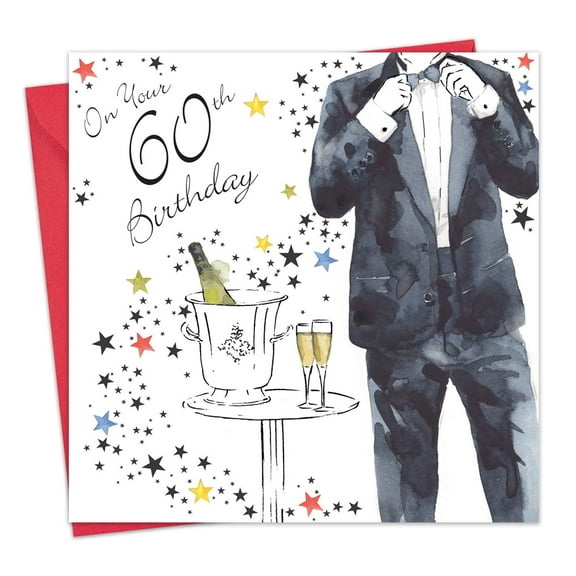 Twizler Happy 60th Birthday Card for Him - Age 60 - Mens Birthday Greeting Card - Dad Husband Grandad