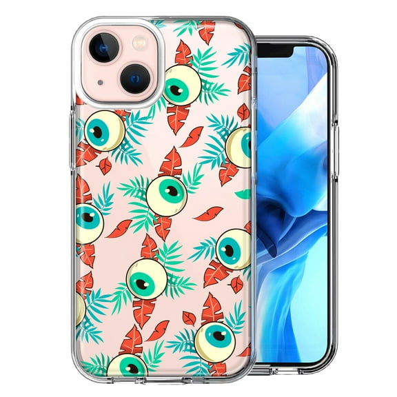 MUNDAZE For Apple iPhone 13 Mini Halloween Tropical Eyeballs Design Double Layer Phone Case Cover