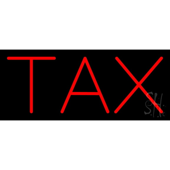 Red Tax LED Neon Sign 10 x 24 - inches, Black Square Cut Acrylic Backing, with Dimmer - Bright and Premium built indoor LED Neon Sign for Defence Force.