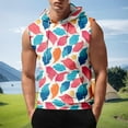 thumbnail image 2 of Men's Sleeveless Hoodie With Floral Print Lightweight Summer Casual Gym Workout Tank Top Beachwear, 2 of 4