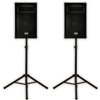 Acoustic Audio DR12 Passive 12" PA Speaker Pair and Stands 2-Way DJ Karaoke Speakers