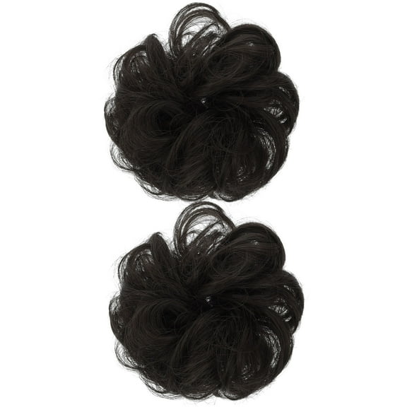 HONMEET Black Hair Buns Natural and Fluffy for Women 2Pcs