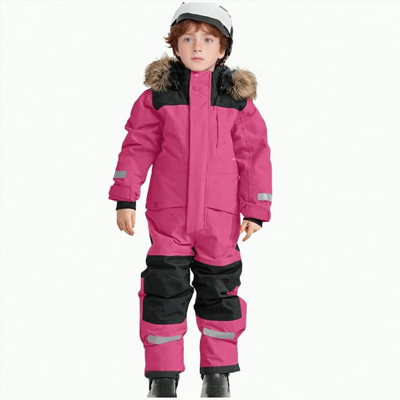 Xyant Snow Suit for Kids Girls Boys One Piece Snowsuit Waterproof Windproof Winter Outdoor Overalls Snowboarding Ski Suits for Kids Toddlers (Hot Pink,10-11 Years)