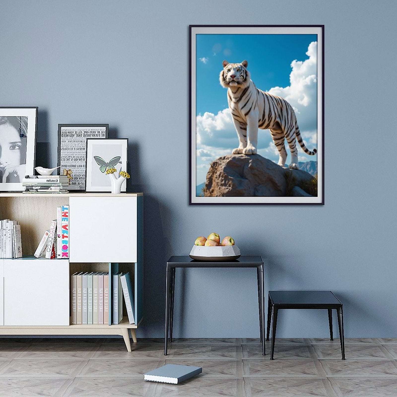 Diamond Art Kit for Adults, White Tiger Majestic Rock Sky Diamond Painting for Adults Beginners, 5D DIY Diamond Art Painting Kits, Colorful Diamond Painting Craft for Home Decor 12x16