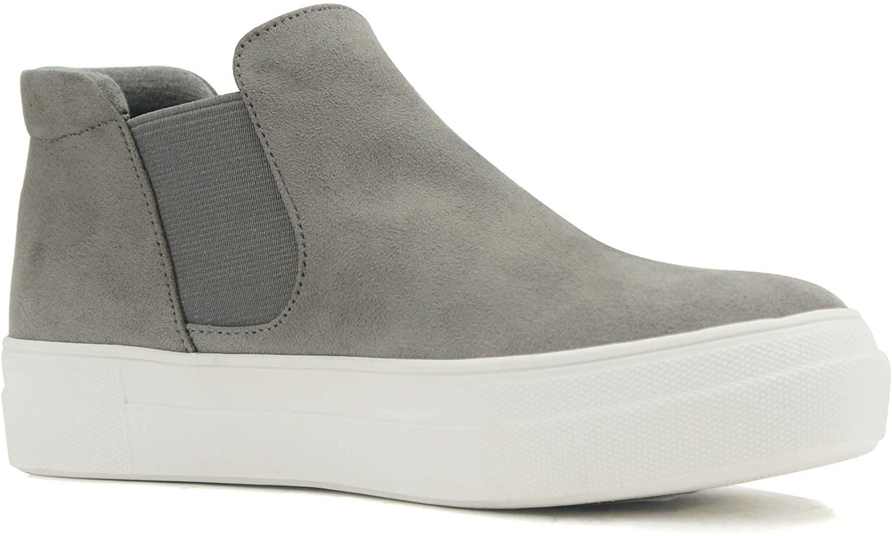 gray suede platform sneakers