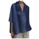 thumbnail image 2 of Camisas Fnochy para mujer, liquidación, blusas casuales de manga corta con cuello en V y sueltas, camisas de algodón para mujer., 2 of 7