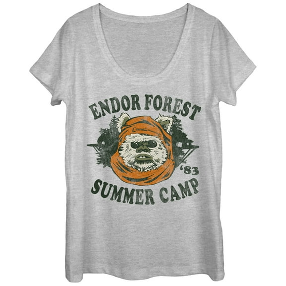 Women's Star Wars Ewok Summer Camp Scoop Neck Athletic Heather 2X Large
