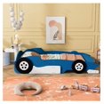 Full Size Race CarShaped Platform Bed with Wheels and Storage, Wood