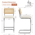 thumbnail image 5 of Zesthouse 26" Rattan Counter Height Bar Stools Set of 4, Boucle Upholstered Barstools with Cane Back and Chrome Base, Mid Century Counter Height Chairs for Kitchen Island, White, 5 of 11