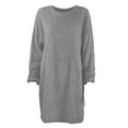 thumbnail image 4 of Arlun Long Sleeve Fuzzy Sweater Dress for Women Crew Neck Simple Stylish Oversized Pullover Casual Long Sleeve 2025 Loose Comfy Streetstyle Fall Winter Outfits Grey XL, 4 of 5