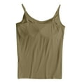 thumbnail image 4 of HOCIRET Tank Tops with Built in Bra for Women Adjustable Spaghetti Strap Cami Sleeveless Summer Tops Army Green L, 4 of 5