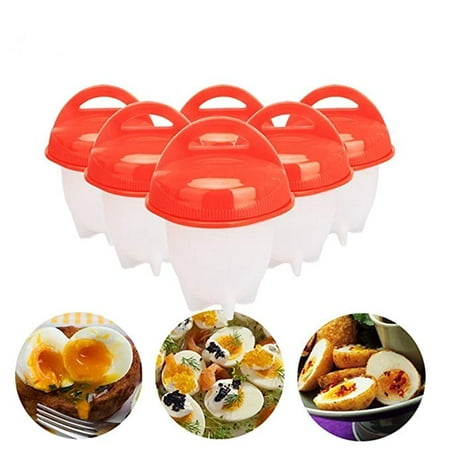 Jeobest Egg Cooker - Eggs Boiler Cookers - Egg Cooker Hard Boiled - Egg Cooker Hard and Soft Boiled Egg Cookers without Egg Shell Non Stick Egg Cups Egg Poacher Steamer (6 Pack) (Best Egg Boiler And Poacher)