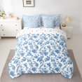 thumbnail image 2 of Manfei Flower Bedding Comforter Set 7-Piece,Rustic Farmhouse Cabin Queen Bedding Sets,Blue White Queen Sheet Sets,Ultra Soft Bedroom Decoration Reversible, 2 of 7