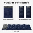 thumbnail image 4 of Outsunny Sac de Couchage Double, Format Grand Lit Sac de Couchage pour 2 Personnes, Bleu, 4 of 10