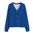 thumbnail image 2 of HUAXUN-Womens V Neck Button Down Cardigan, Fall Winter Long Sleeve Open Front Knit Sweater, Loose Fit Casual Outwear Coat,Cardigan Sweaters for Women(Blue,XL), 2 of 3