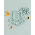 thumbnail image 4 of Elippeo Baby Girls Swimsuit, Long Sleeve Flower Print Zipped Bikini with Hat Newborn Swimwear for Summer Bathing 6 9 12 18 24 Months 3 Years, 4 of 9