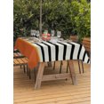 thumbnail image 4 of 60x120 Inch Outdoor Tablecloth with Umbrella Hole Zipper Rectangle Country Black Stripes Rectangular Tablecloths Waterproof Geometric Farmhouse Horizontal Striped Patio Table Cloth Cover for Picnic, 4 of 8