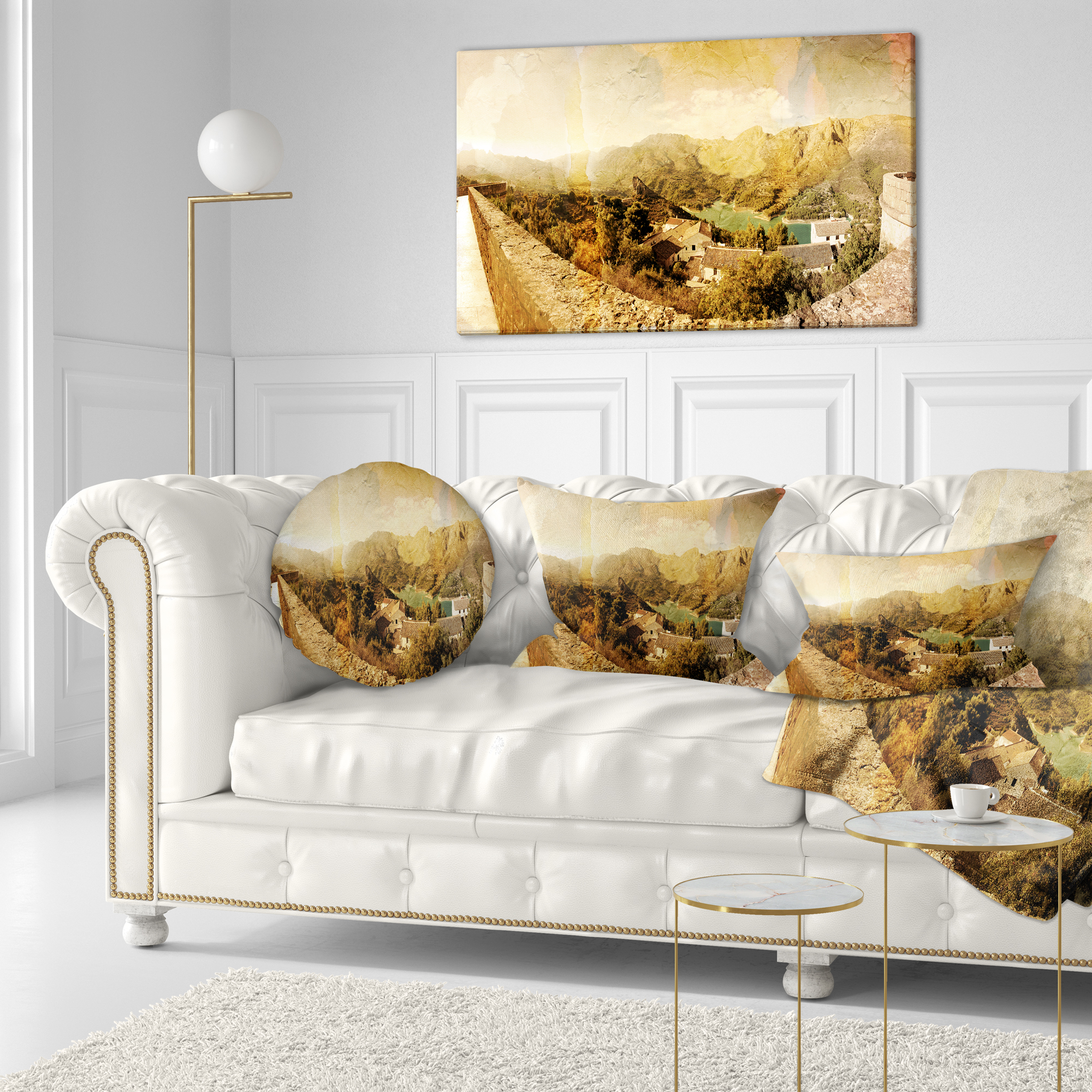Designart Mountain and Lofty Lake - Landscape Photo Throw Pillow - 12x20