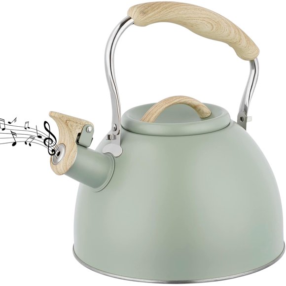 Kettle Whistling de acero inoxidable para estufa, 3 litros, color verde