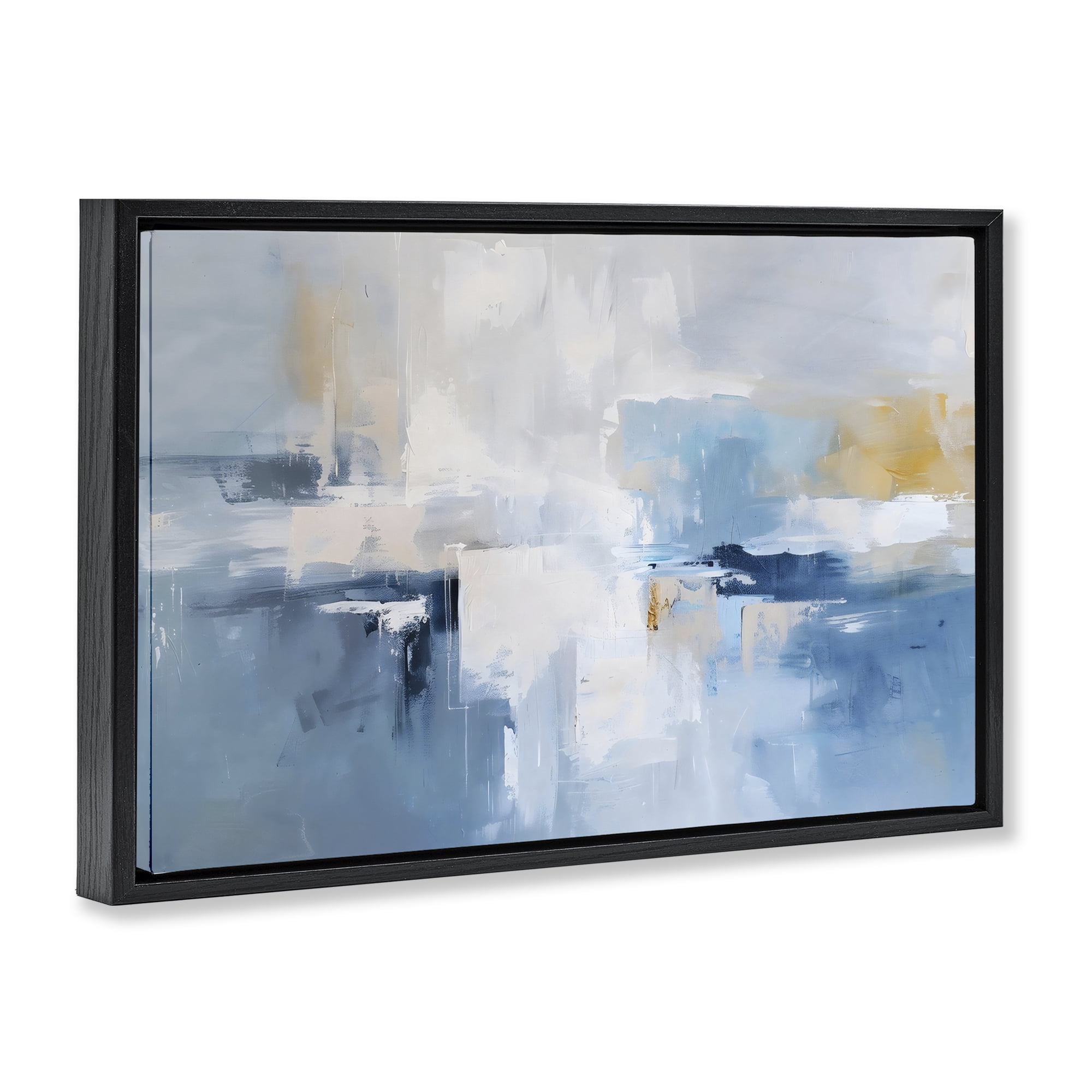 Stupell Industries Blue Sea Mist Horizon Black Framed Floater Canvas Wall Art, design by Creative Studio