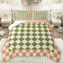 Castle Fairy Minimalist Buffalo Bedding Comforter Set 2pcs for Female Men Adults,Geometric Plaid Grid Twin Comforter Sets Microfiber,Mid Century Breathable Bedding Set,Super Cozy Room Decor