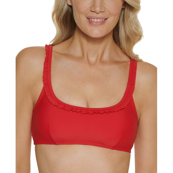 Tommy Hilfiger Women's Classic Fit Bikini Top, Scarlet, L