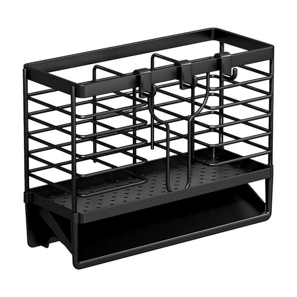 Organizador de fregadero de cocina con soporte para cuchara, soporte para esponja, escurridor, herramienta de almacenamiento compacta para encimera de baño, diseño ventilado, fácil limpieza, base ant