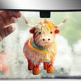 thumbnail image 3 of Soumake Christmas Cow Ornament Xmas Tree Cartoon Highland Cow Hanging Decorations 2D Flat Acrylic Pendant for Car Rearview Mirror Tree Decor, 3 of 5