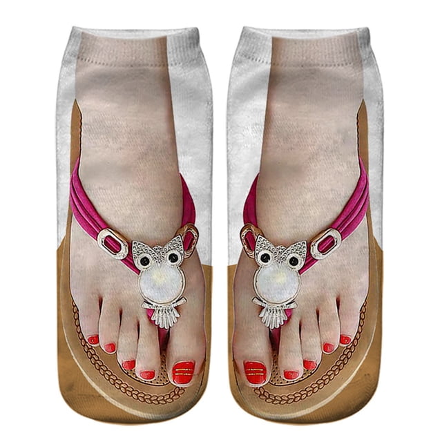 Socks 3D Pattern Sandals Print Socks Running Socks Women Personality Low Ankle Sports Socks