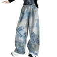 thumbnail image 1 of SGFCWSX Toddler Girls Long Pants Graphic Pattern Wide Leg Side Pockets Girls Outwear Blue, 1 of 9