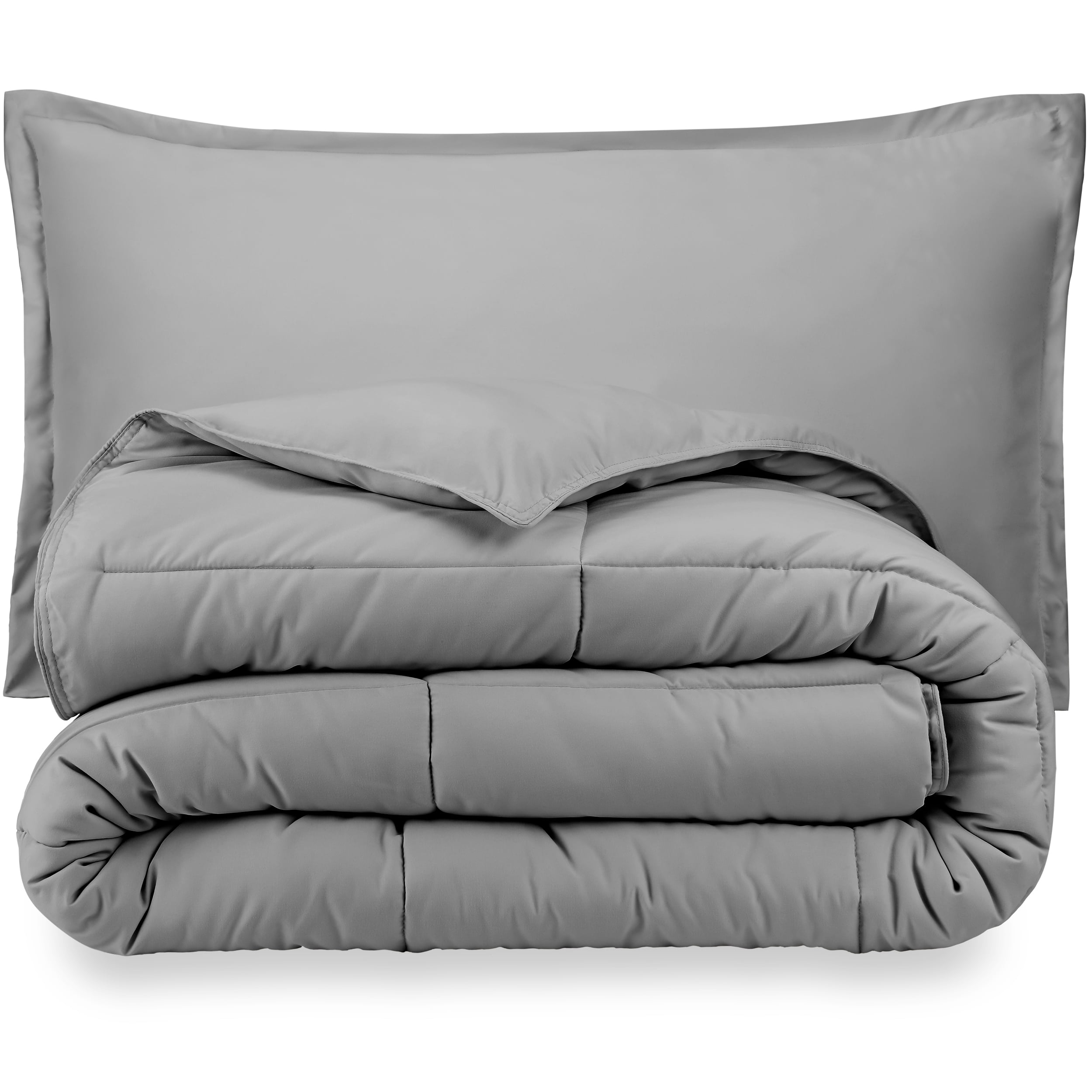 Bare Home Ultra-Soft Goose Down Alternative Comforter Set, Full, Light Gray