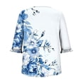 thumbnail image 6 of DeHolifer Women's Tops Half Sleeve Crewneck Floral Printed Casual Loose Tunic Tops Dressy T-Shirts Sky Blue XL, 6 of 7