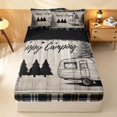 thumbnail image 2 of Erosebridal Happy Camping Zipper Full Size Comforter Sets with Fitted Sheet and 2 Pillowcases, RV Travel Trailor Camper Zipper Bedding Set, Black Reversible, 2 of 7