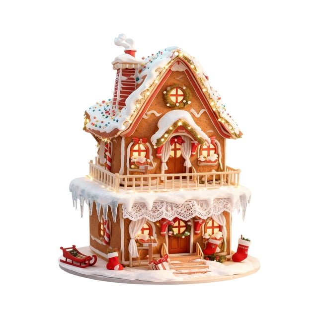 Christmas Hanging Decoration Acrylic House Shape Tree Ornament with Lanyard 8 cm