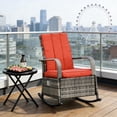 thumbnail image 3 of Outdoor Rocking Rattan Recliner,Red Rocker Chair, 3 of 6