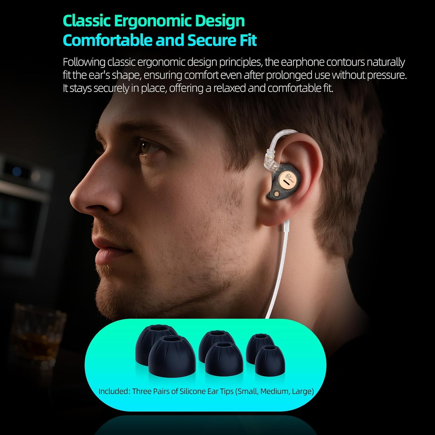 KZ Taurus in Ear Monitor IEM Earbuds, Dual 8mm Dynamic Drivers for Powerful Bass in Ear Headphones, Comfortable Fit iems for Gaming, 2-Pin Gold-Plated Wired Earbuds for Singers (Clear Black, no Mic)