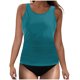 thumbnail image 2 of Traje de baño de bikini liso sin mangas para mujer, traje de baño push-up acolchado, conjuntos de blusa de traje de baño de poliéster para mujer, 2 of 4