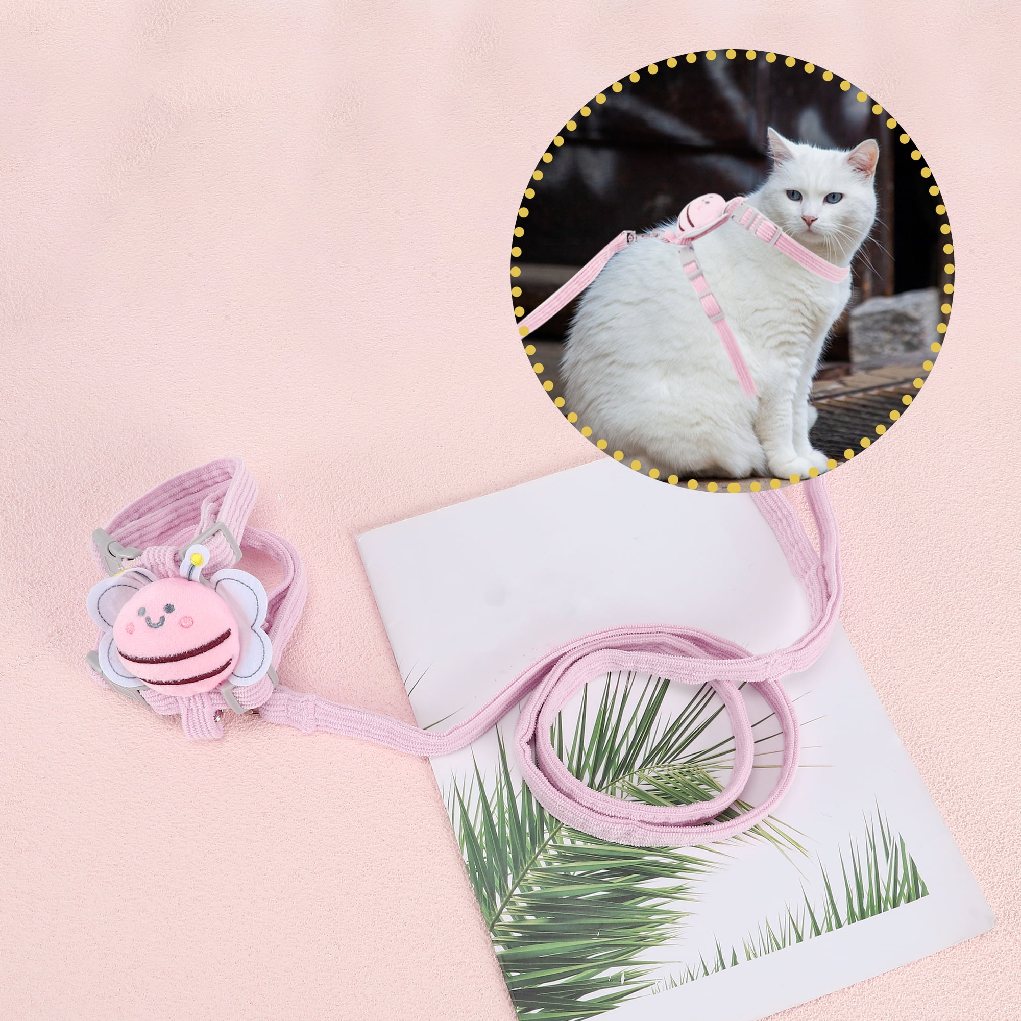 Unique Bargains Adjustable Easy Control Dog Vest Cat Harness and Leash Set Pink M