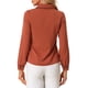 thumbnail image 3 of BLUSA CHIC para Mujeres con Cuello Peter Pan, Manga Abullonada, Con Trimming en Contraste, Camisa de Botones S Marrón, 3 of 6