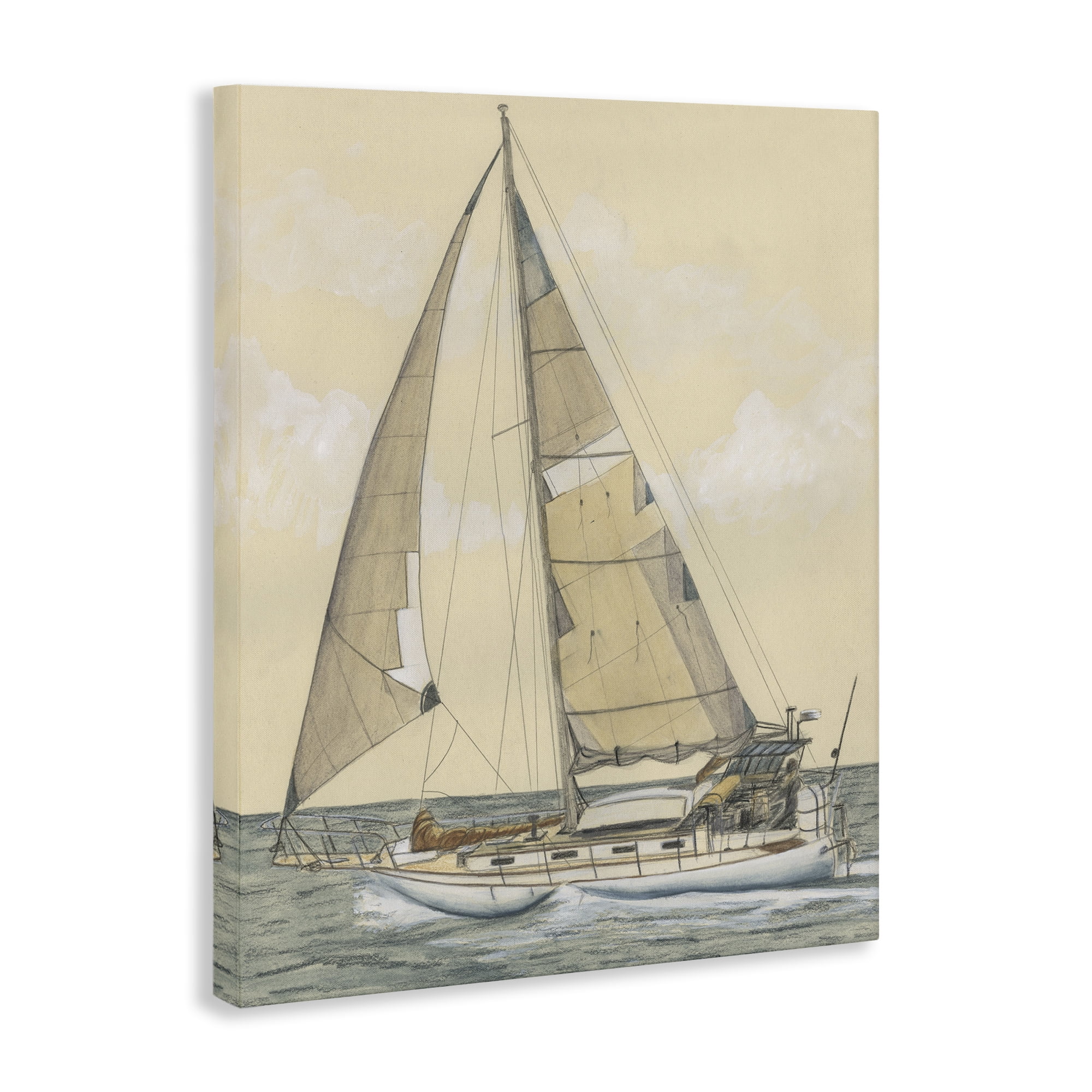 Stupell Industries Detailed Sailboat View Transportation Painting Gallery Wrapped Canvas Art Print Wall Art, 30 x 40