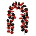 thumbnail image 3 of 68.9 Inch Black Red Artificial Maple Leaf Garland, Flexible Fabric Autumn Foliage Vine For Door Frame Mantel Dining Table Railing Indoor Outdoor Halloween Thanksgiving Farmhouse Seasonal Home Decor, 3 of 7