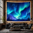 thumbnail image 6 of Aurora Borealis in Starry Mountain Forest Night Sky, Serene Celestial for Nature Lovers, Dramatic Night Landscape Art, Housewarming Gift, Tapestry Wall Hanging for Bedroom and Living Room, 6 of 7
