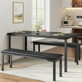 thumbnail image 1 of BeesClover Dining Table Set for 4 with Upholstered Benches, Compact 3-Piece Kitchen and Dining Room Set, Rectangle Modern Table and Chairs for Small Spaces and Apartments, 1 of 8