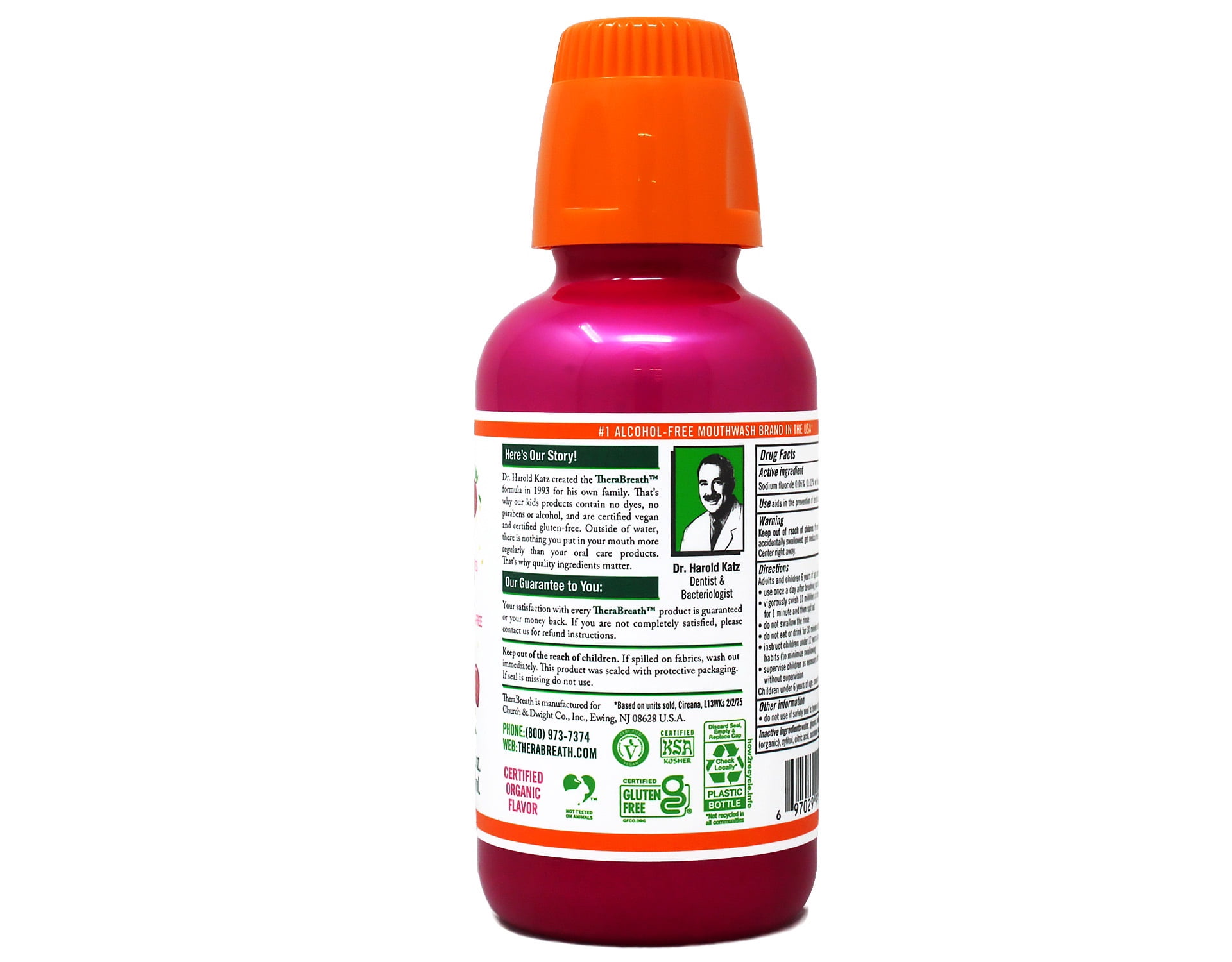 5 Pack - TheraBreath Kids Mouthwash with Fluoride, Organic Strawberry Splash, Anticavity, 10 fl oz