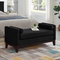 thumbnail image 3 of GZXS Black Boucle Upholstered Bench, Modern Cushioned Seating Ottoman with Pillows and Solid Wood Frame, 51"L x 18.5"W x 22.5"H, 3 of 7