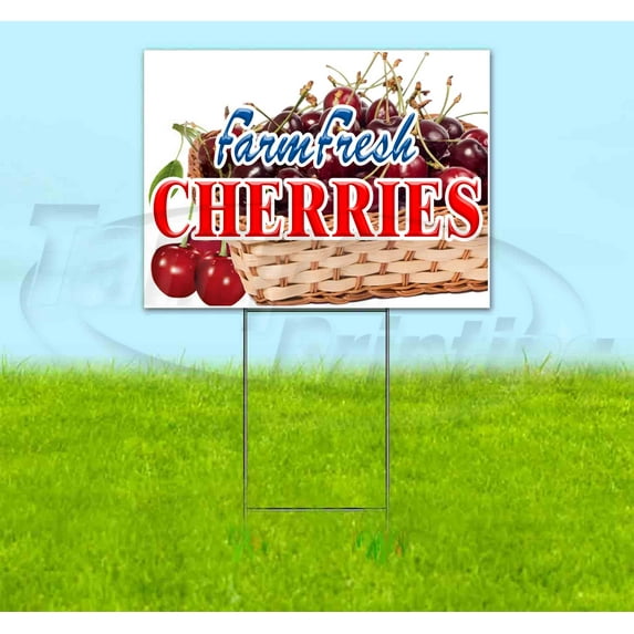 Cherries (18" x 24") Yard Sign, Includes Metal Step Stake