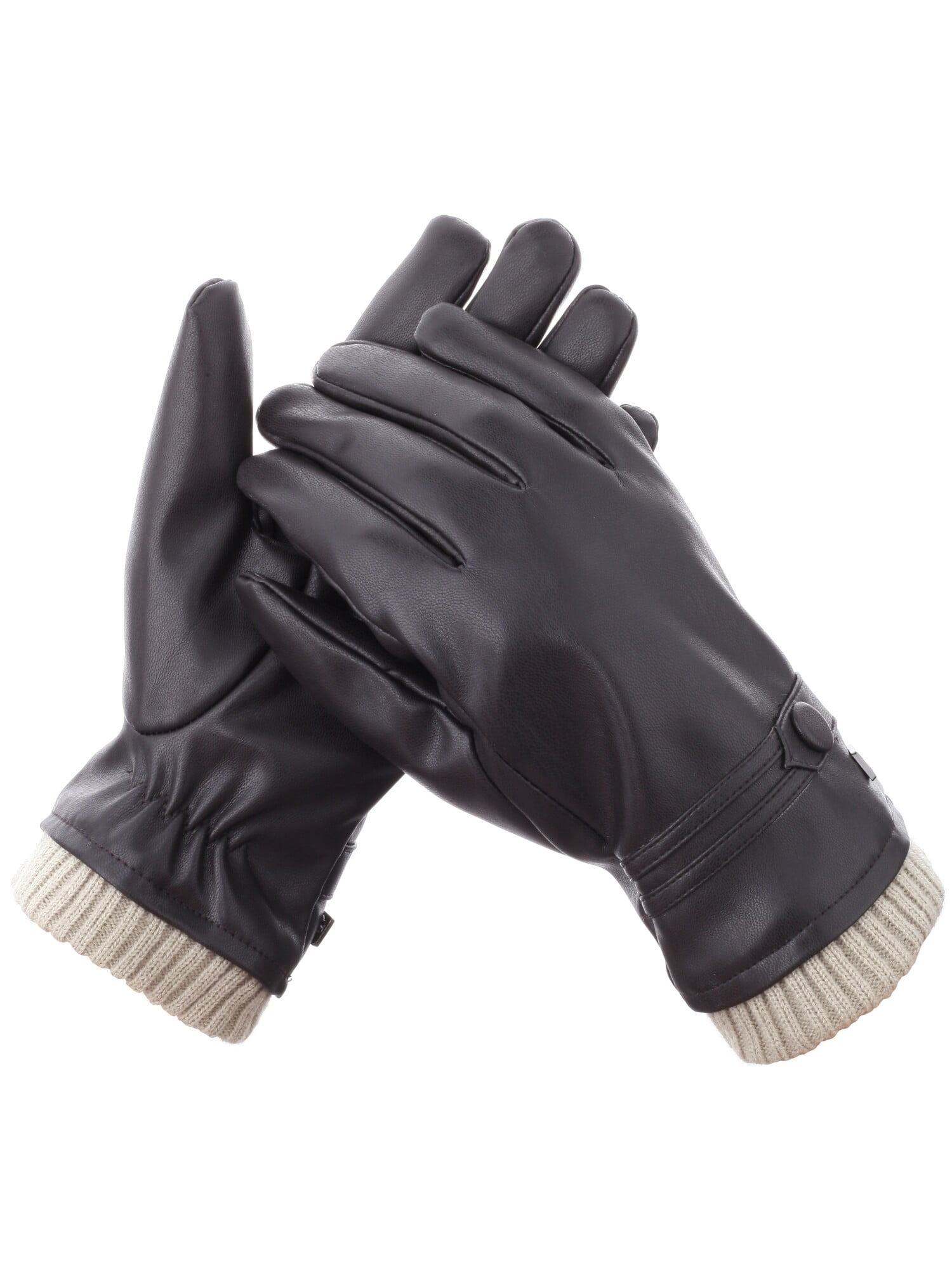 GALLERY SEVEN Mens Brown Faux Leather Slip On Touchscreen Compatible